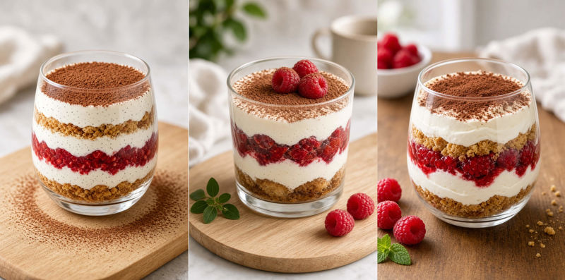 Malinové tiramisu do skleničky: jednoduchý recept s kávou