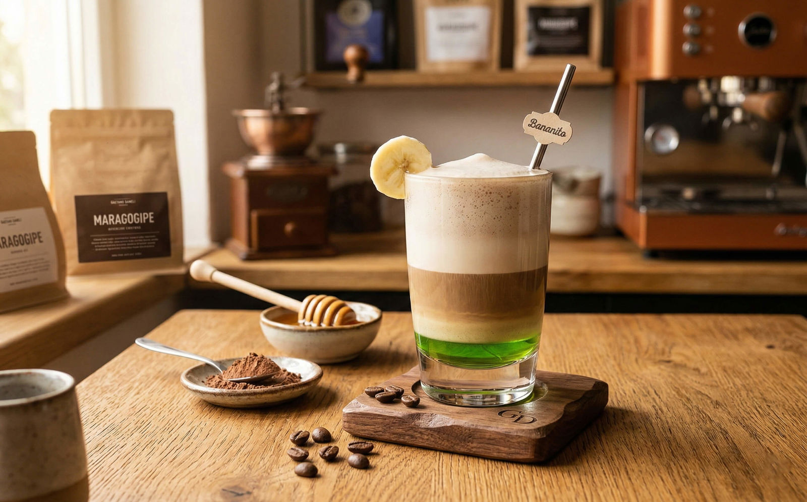 Bananito: Osvěžující vrstvený kávový drink s banánem a čokoládou
