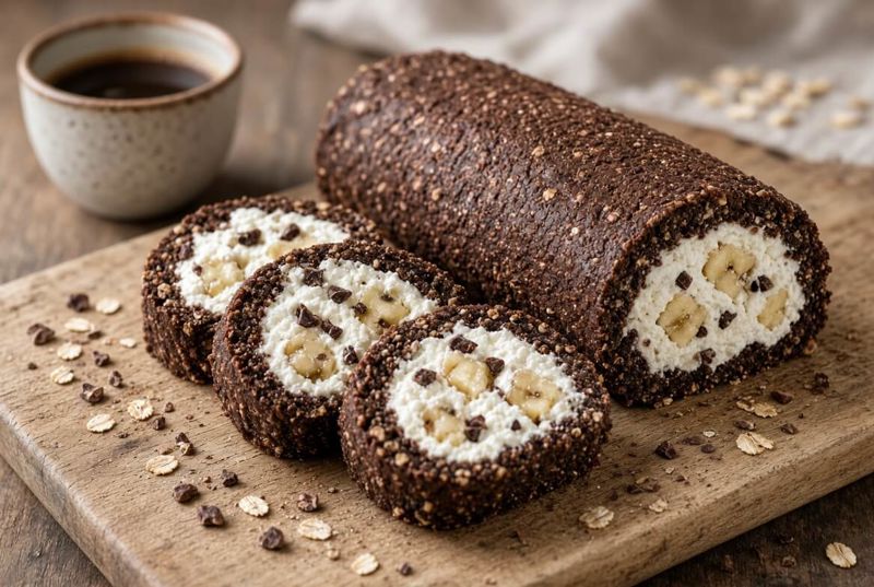 Nepečená proteinová roláda s kávou a ovesnými vločkami