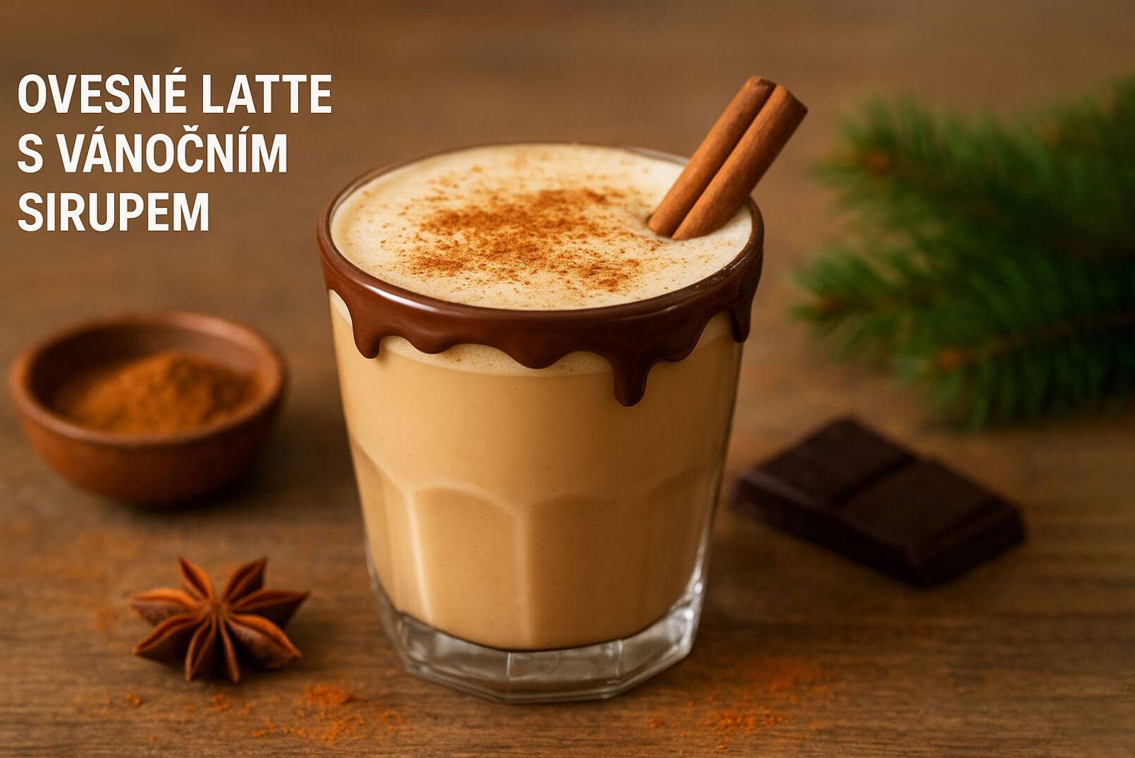 Ovesné latte s vánočním sirupem